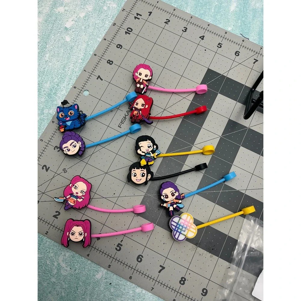 10 Pack Anime Silicone Straw Toppers for 30/40oz Tumblers Multicolor